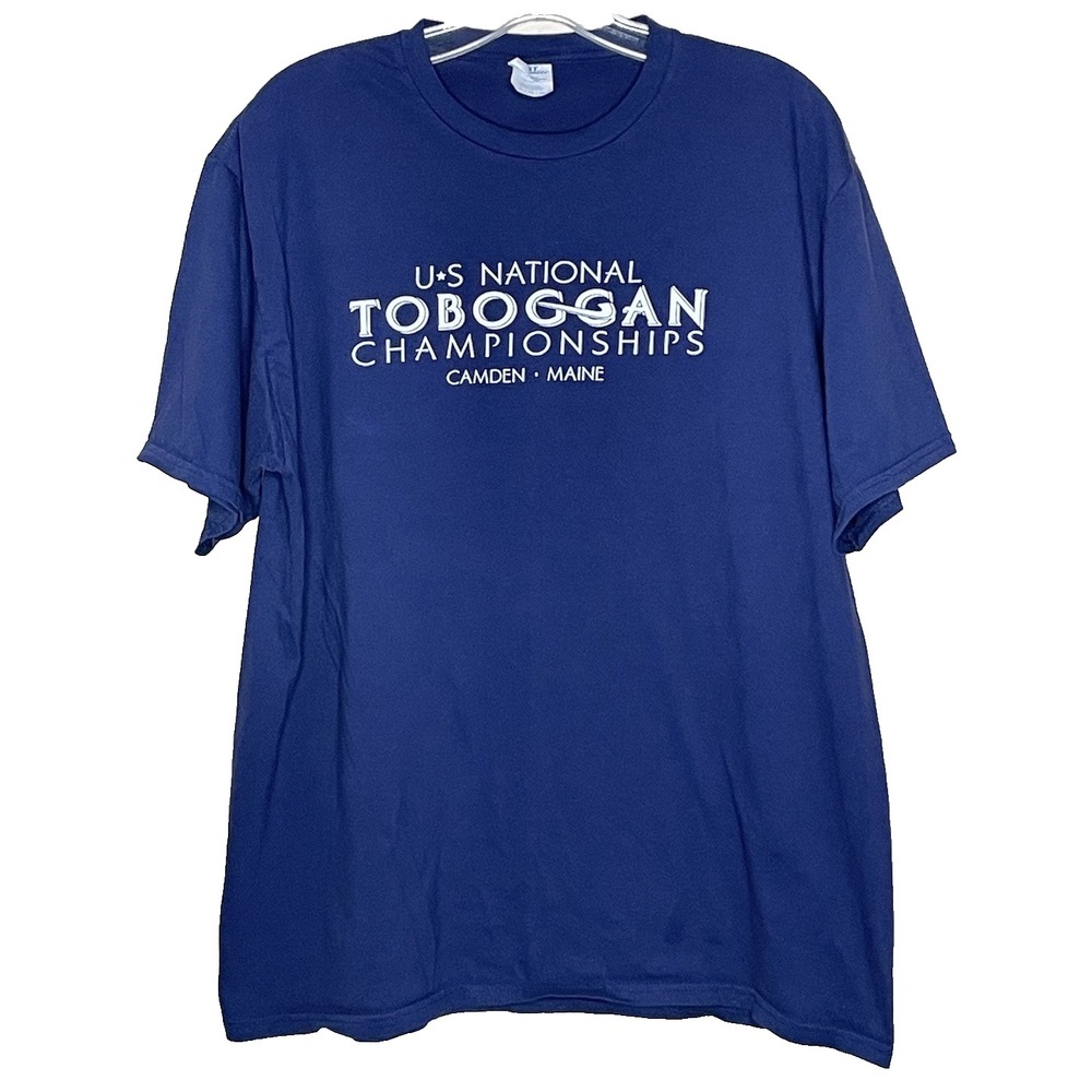 U.S. National Toboggan Championship Camden, ME 2025 Blue Mens Size XL T-Shirt